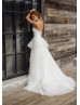 Beaded Ivory Tulle Wedding Dress With Detachable Collar Sleeve